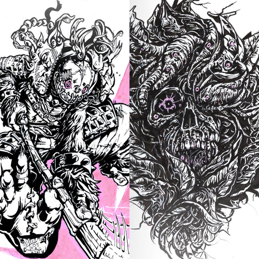 Two-sided Original ink: Sewn Goku & Mandrake 8x10