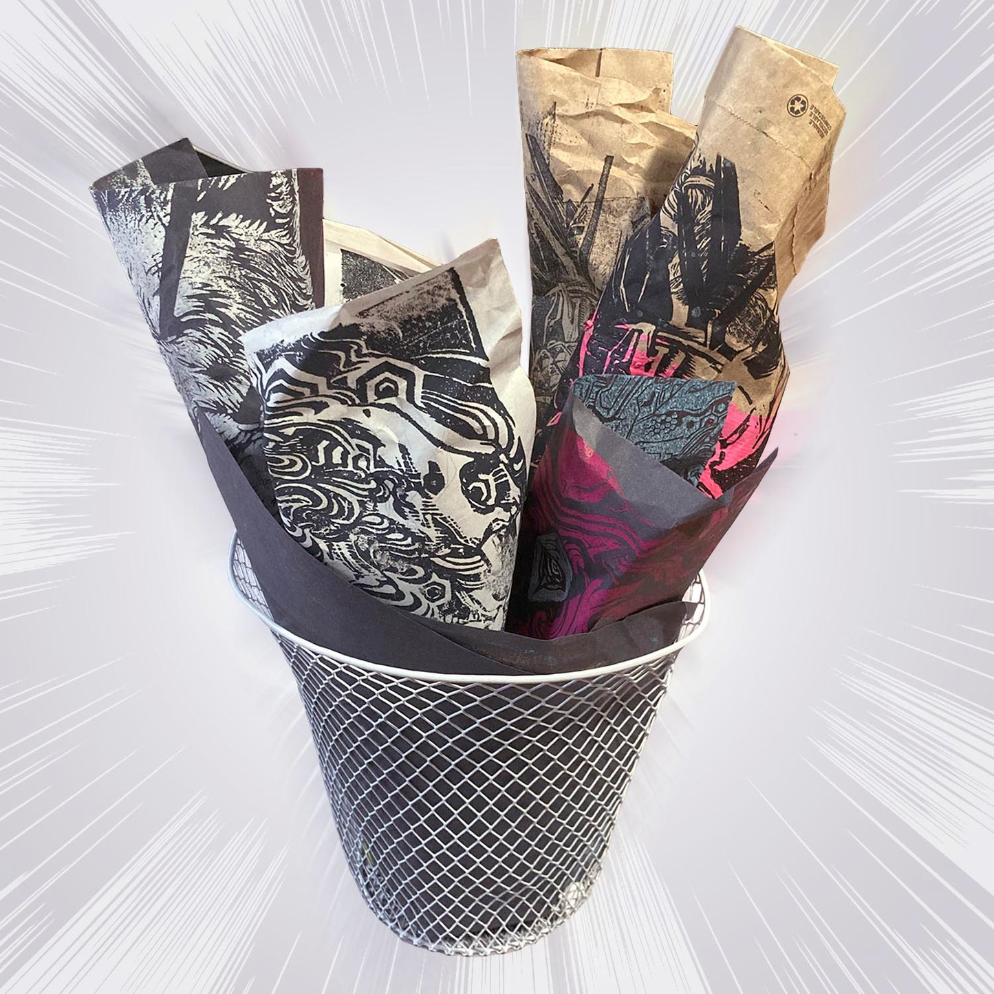 BAG O' TRASH - Block Print Scrap Bundle