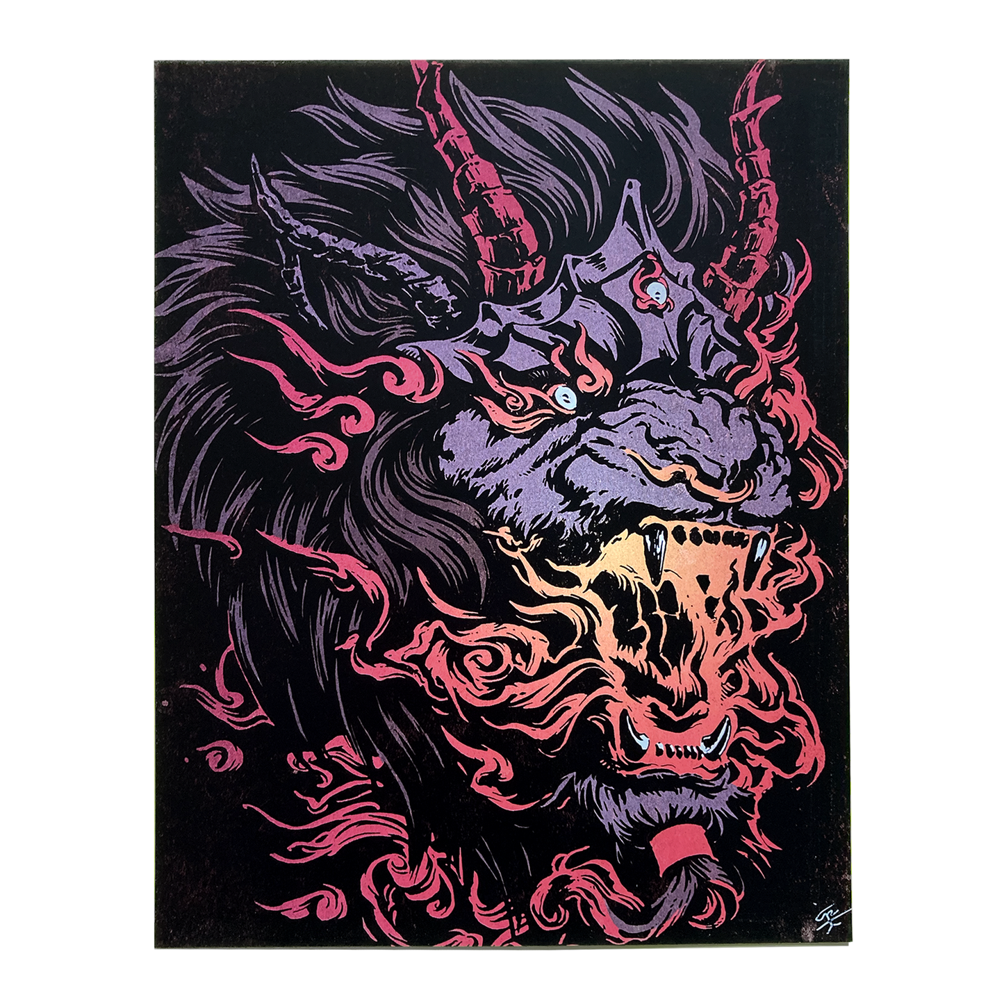 Nian Fire - Pen & Ink Print 8x10
