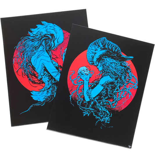 Twin Mermaids - Pen & Ink Prints 8x10